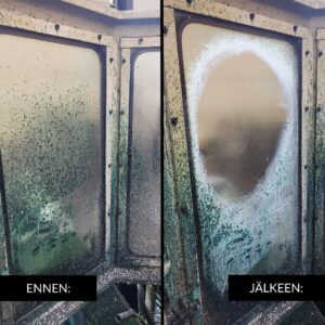 WATER Plus -korkeaemäksisen veden puhdistusteho, ennen ja jälkeen -kuvat